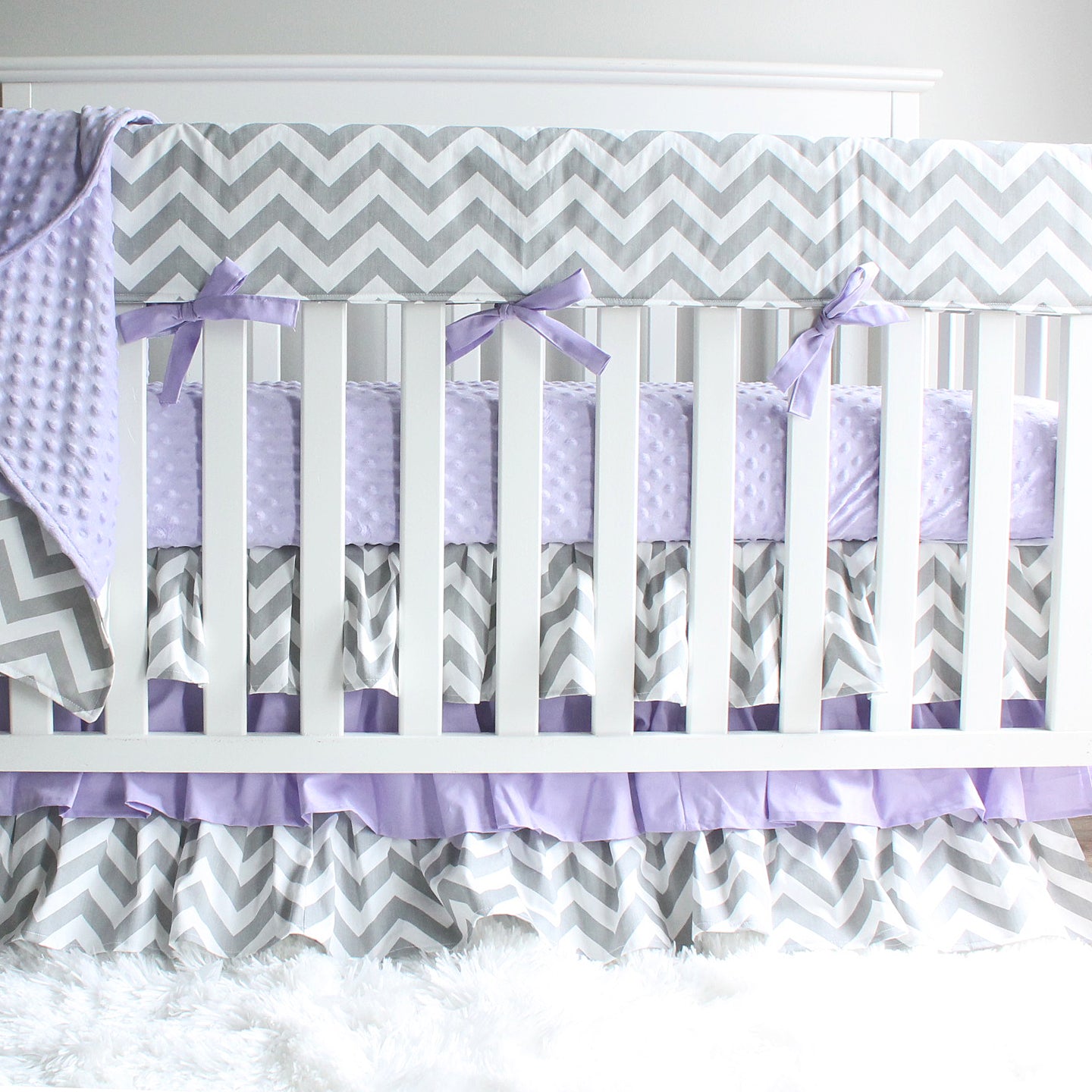 Purple crib skirt on sale