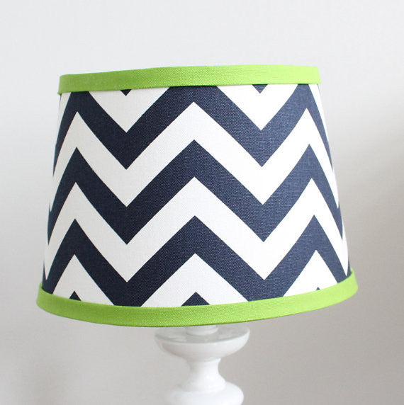 Chevron Navy with Lime Green Accent Lamp Shade