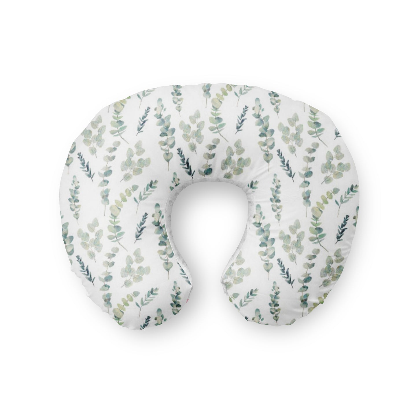 Nursing Pillow Cover. Eucalyptus Bohemian Boho white green baby nursery