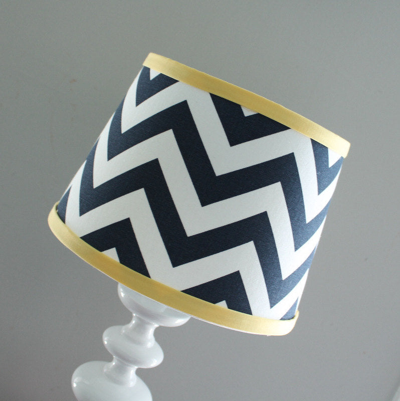 Navy & Yellow Chevron Lamp Shade