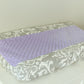 Gray damask with lavender accent contour cover