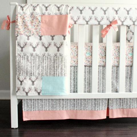 Buck Coral Deer Woodland crib baby bedding