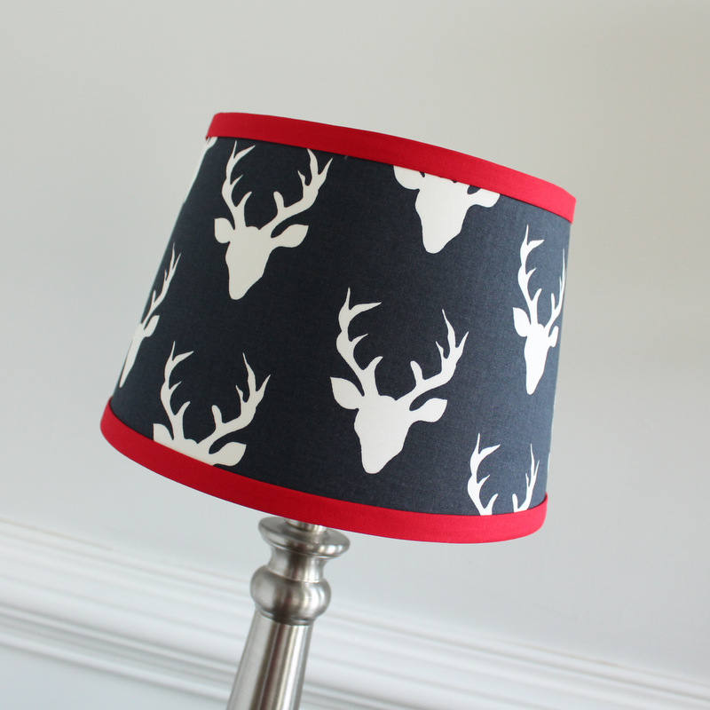 Navy Blue & Red Buck Lamp Shade