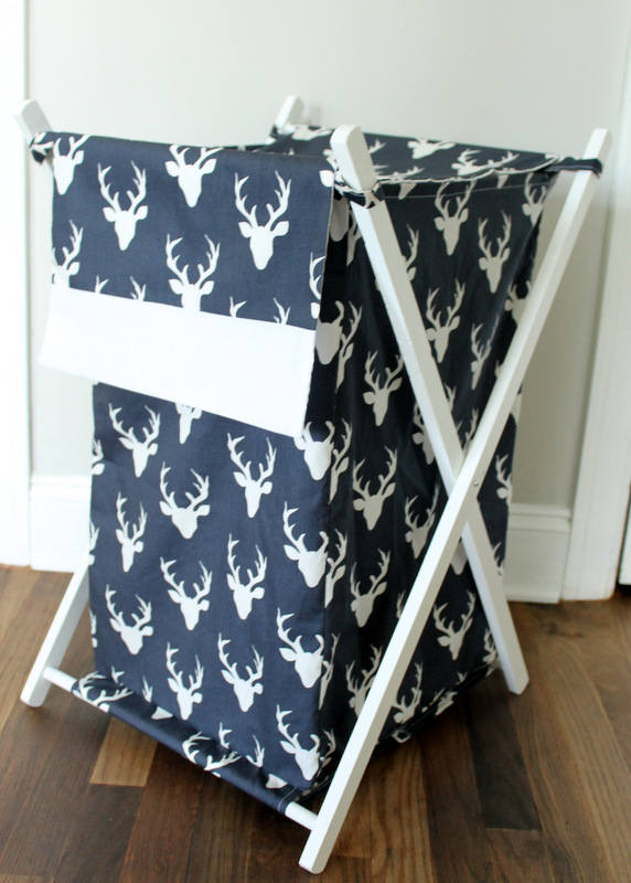 Navy Blue Buck with white accent Nursery Hamper Cover Nursery accessories