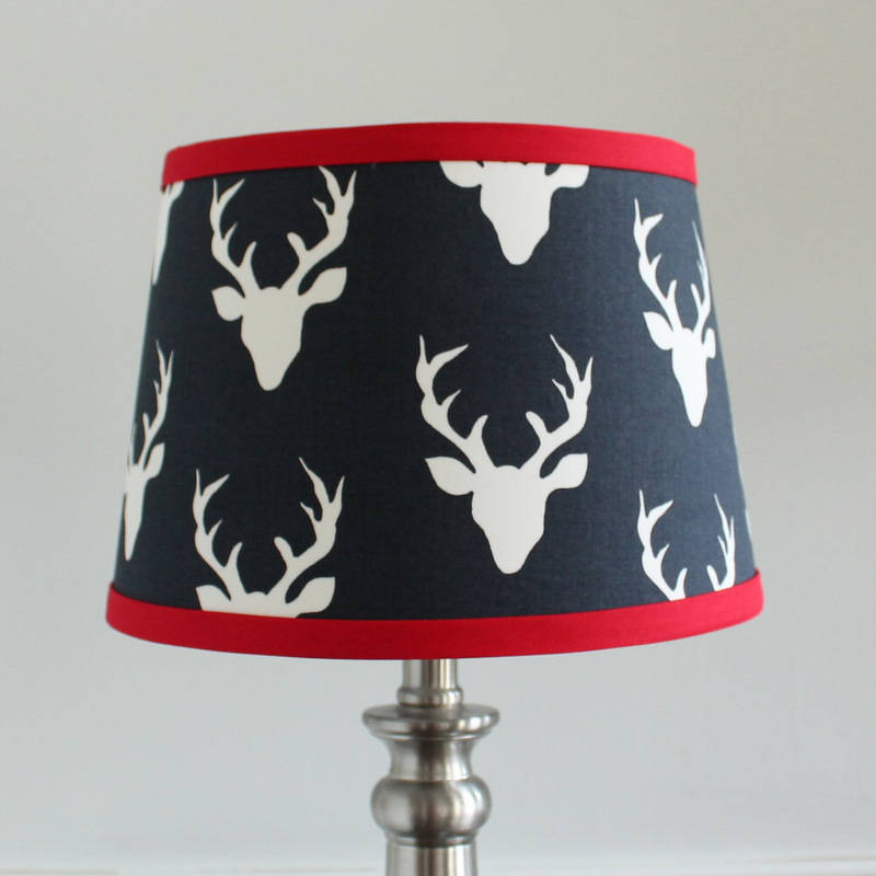 Navy Blue & Red Buck Lamp Shade