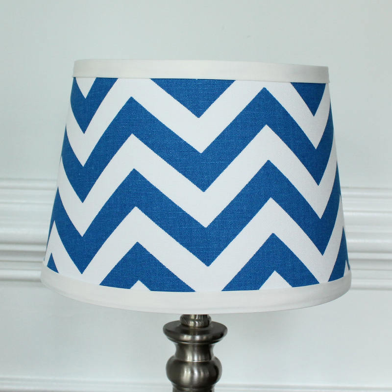 White Cobalt Blue Chevron lamp shade