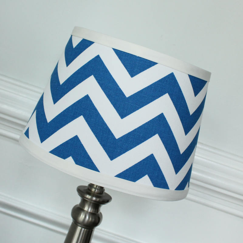 White Cobalt Blue Chevron lamp shade