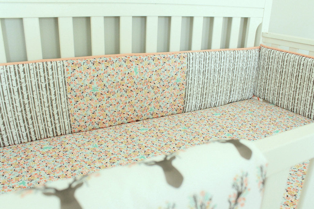 Buck Coral Deer Woodland crib baby bedding