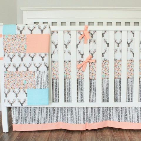 Buck Coral Deer Crib bumper bedding