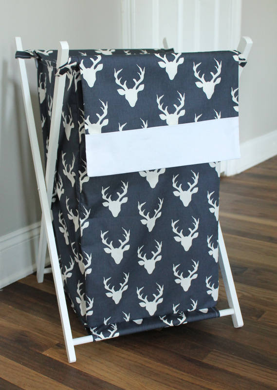 Navy Blue Buck with white accent Nursery Hamper Cover Nursery accessories