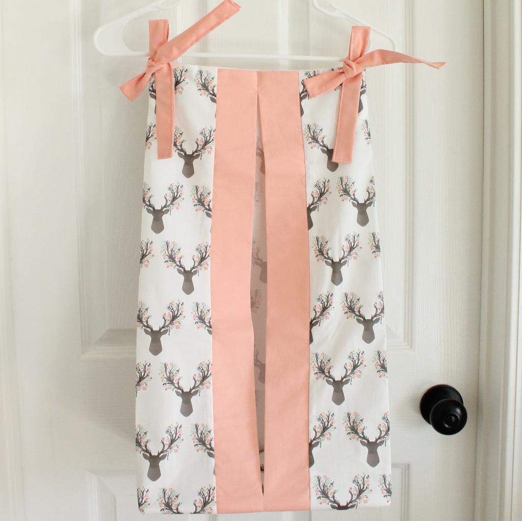 Floral Deer Coral and Mint Diaper Stacker holder