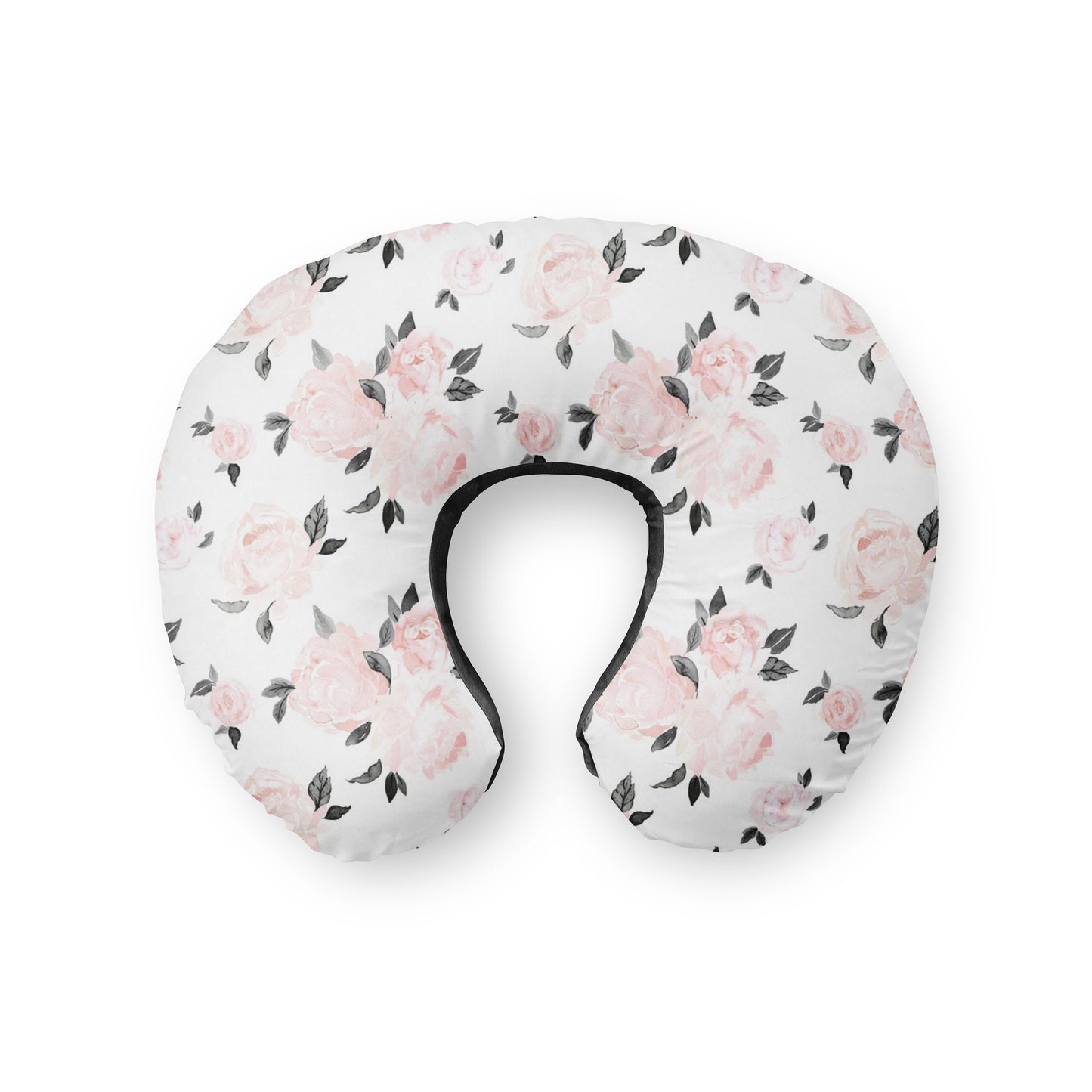 Nursing Pillow Cover. Pink floral vintage blush black pink minky