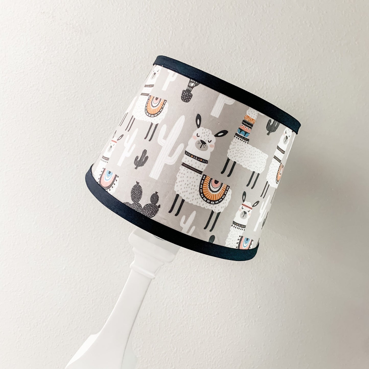 Llama and Cactus Black white gray Lamp Shade-Nursery Decor