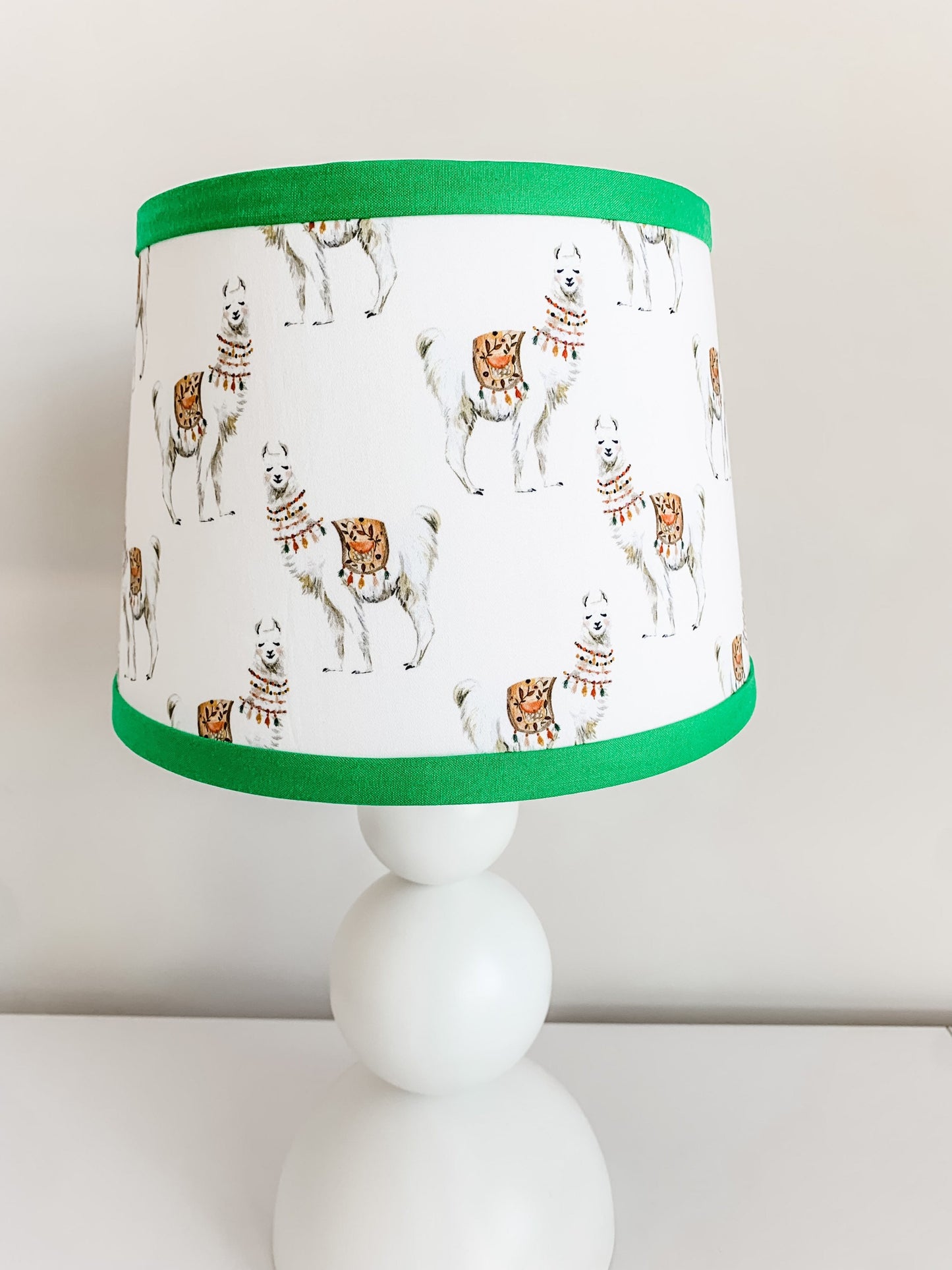 Llama in white Lamp Shade with custom color trim Nursery Decor lighting