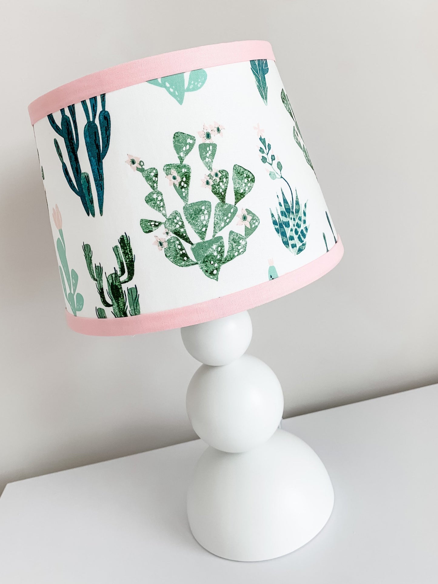 Nursery Lamp shade. Floral Pink cactus southwest foliage lamp shade.