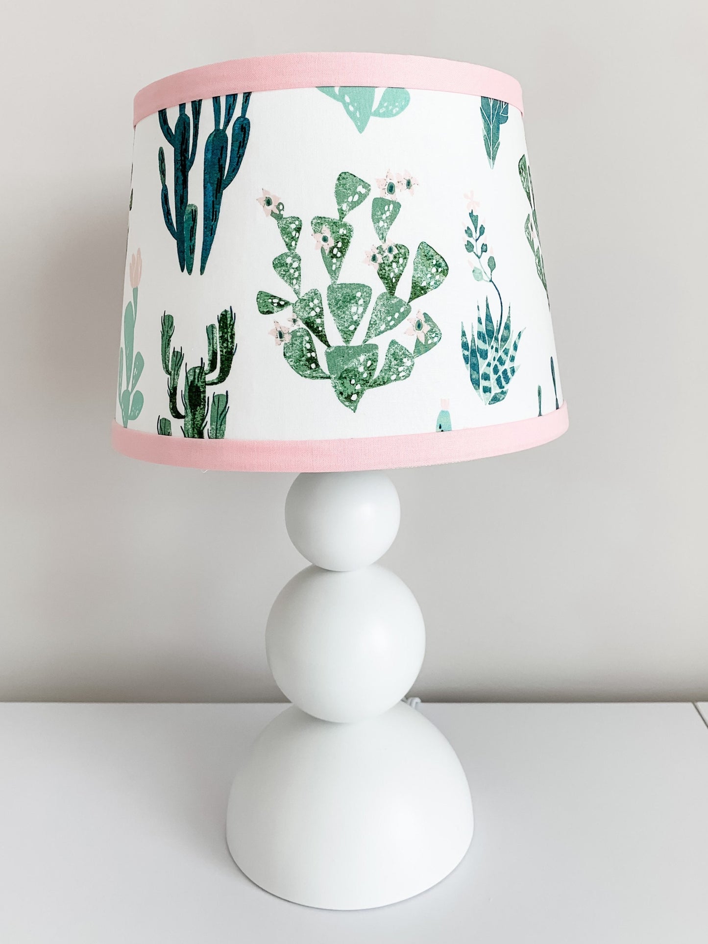 Nursery Lamp shade. Floral Pink cactus southwest foliage lamp shade.