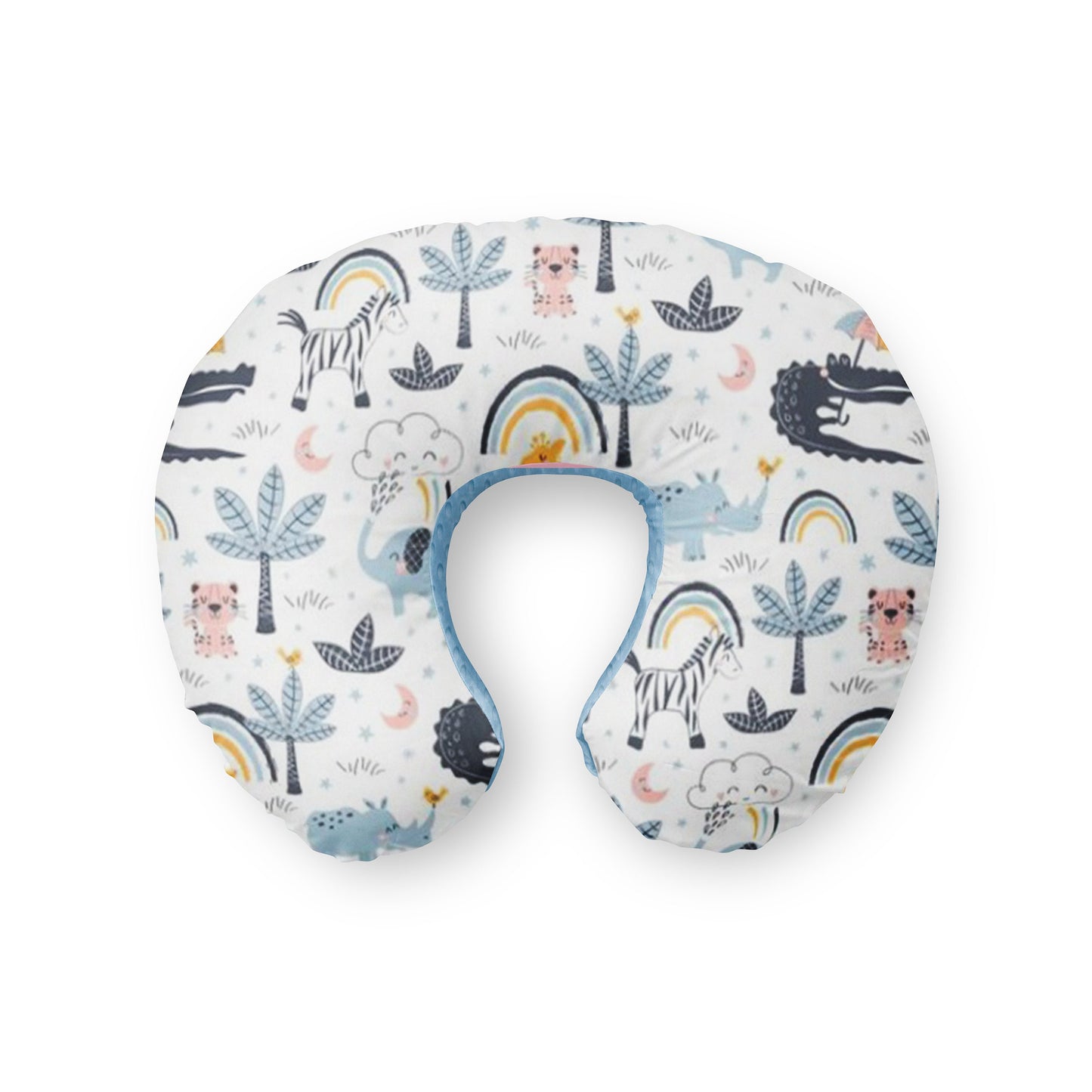 Nursing Pillow Cover Safari animals white blue baby nursery