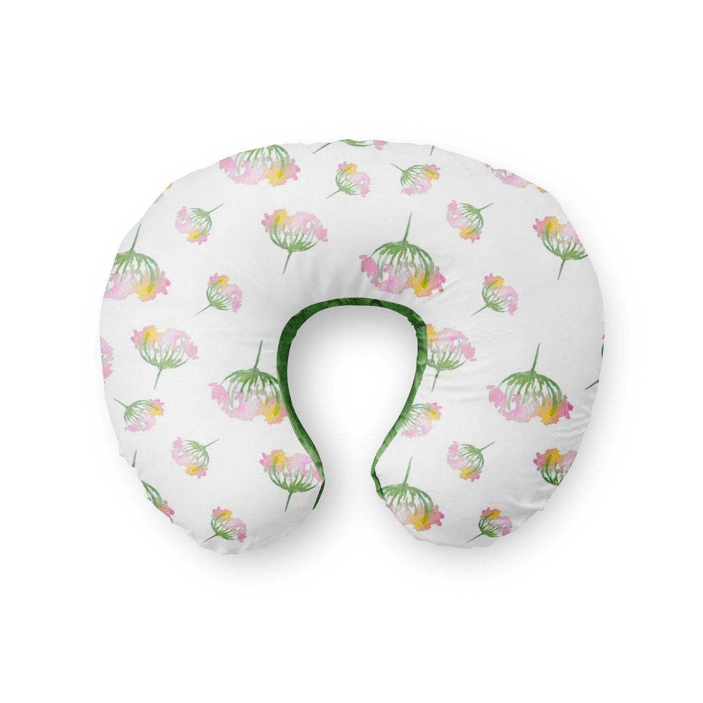 Nursing Pillow Cover. Breezy Bloom floral water color pink minky