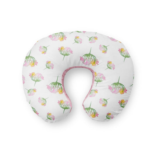 Nursing Pillow Cover. Breezy Bloom floral water color pink minky