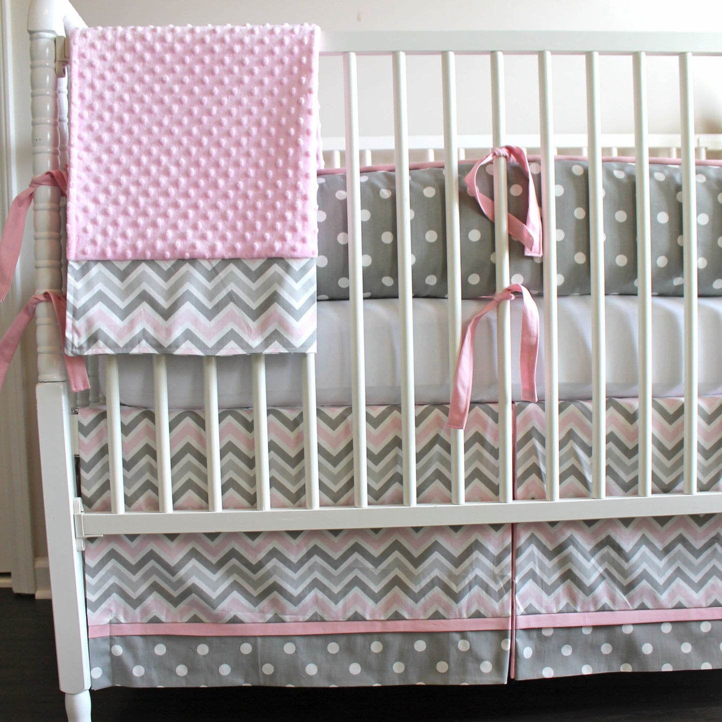 Pink and Gray Chevron Custom Made Diaper Stacker