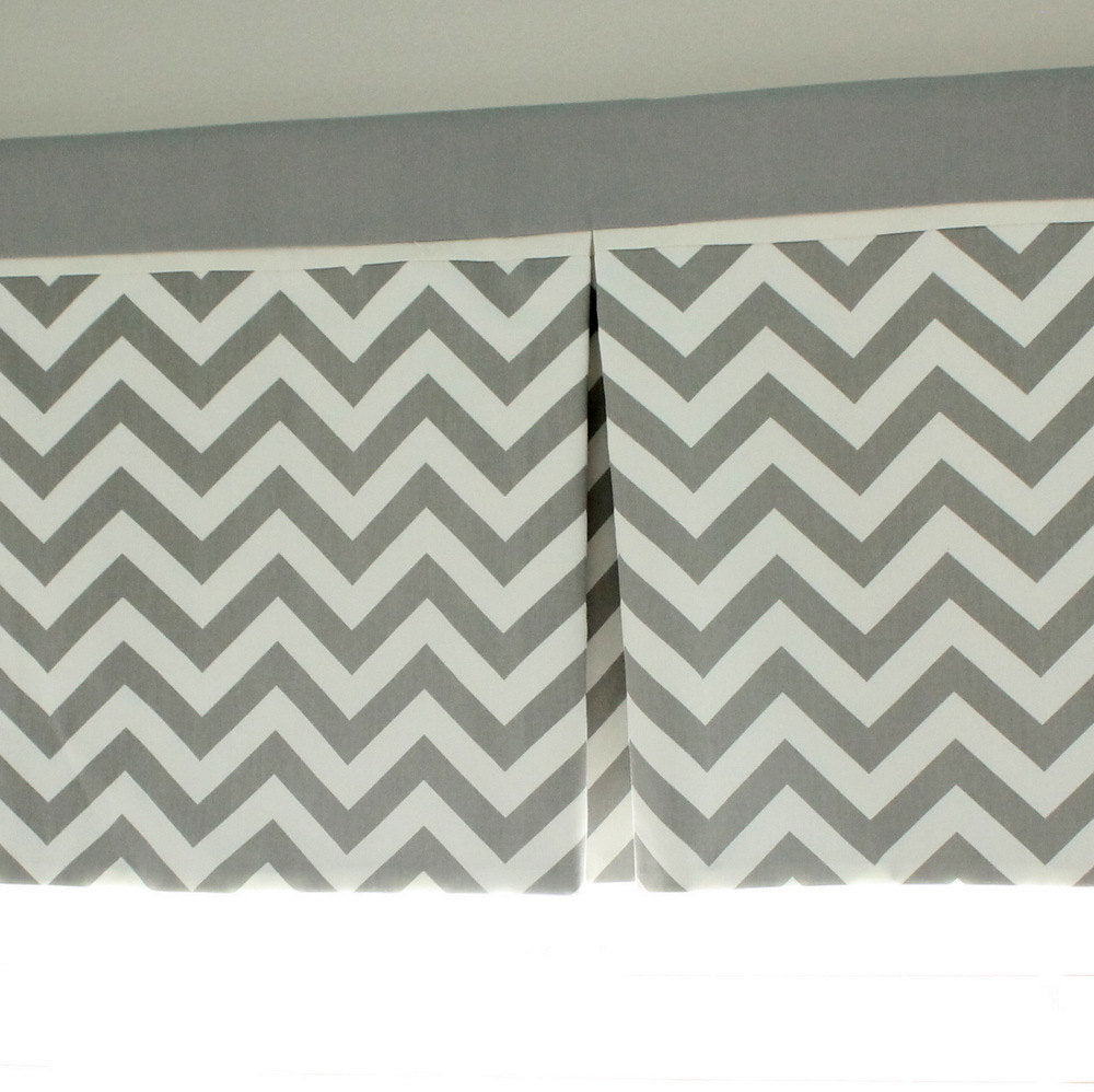 Custom Gray chevron Box Pleat Valance. You pick accent color.