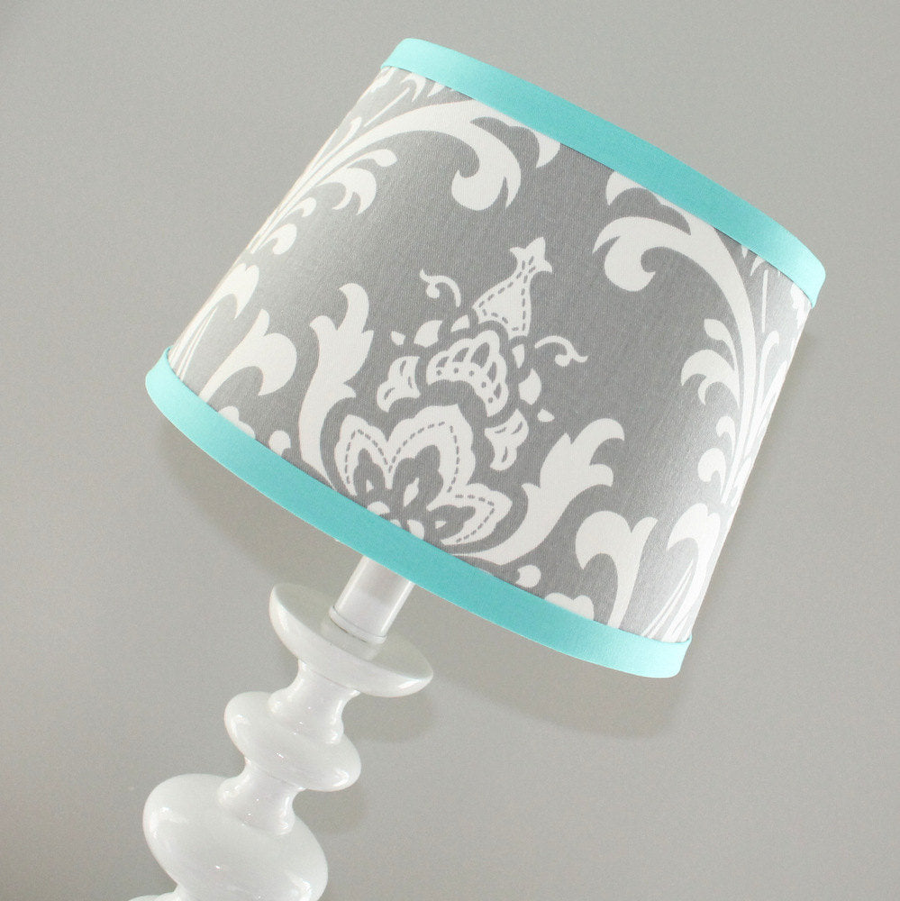 Aqua Blue Damask Lamp Shade