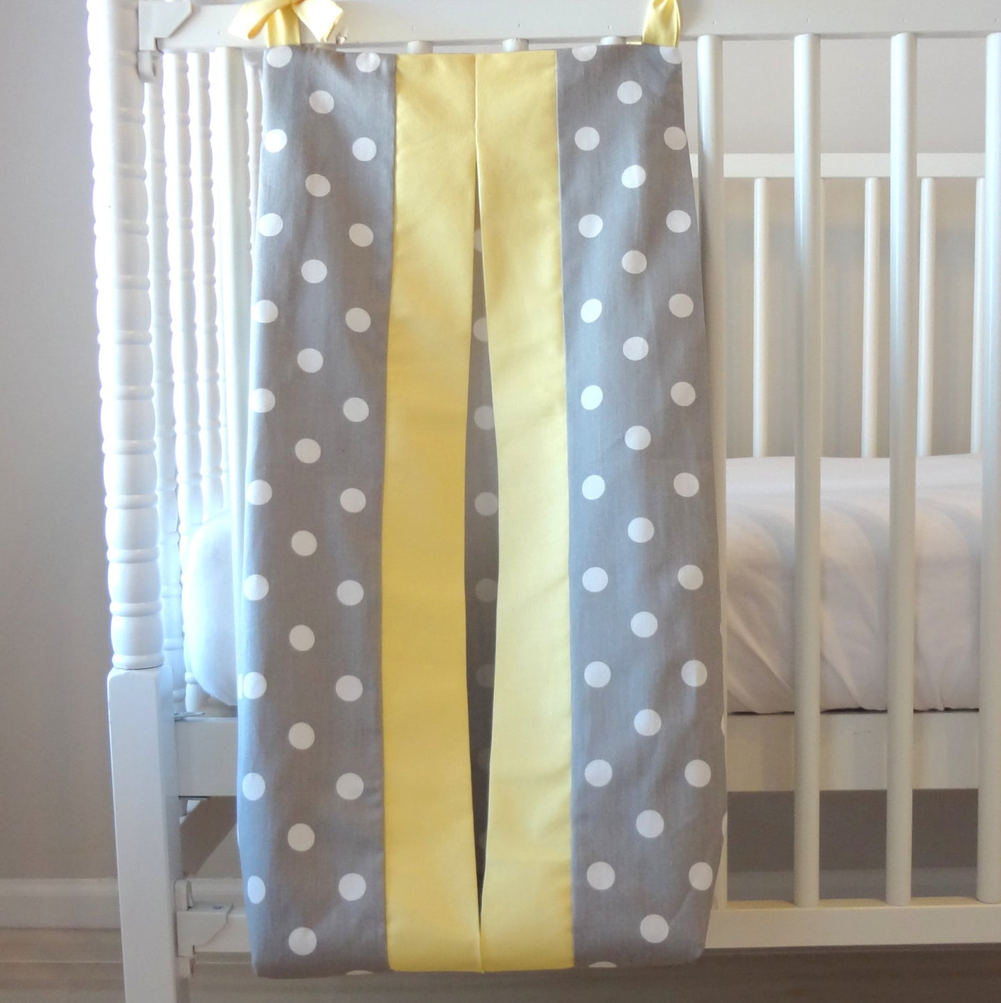 Gray and Yellow dot Custom Made Diaper Stacker