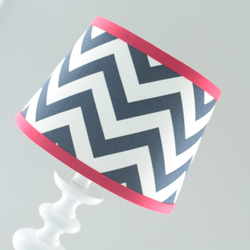 Navy Blue & Red Chevron lamp shade
