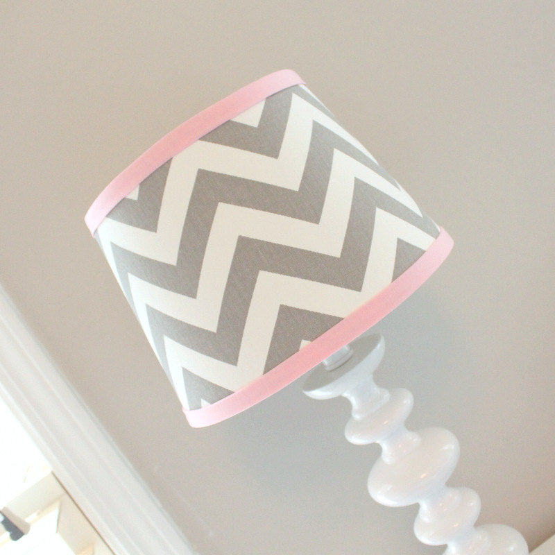 Gray & Pink Chevron Lamp Shade