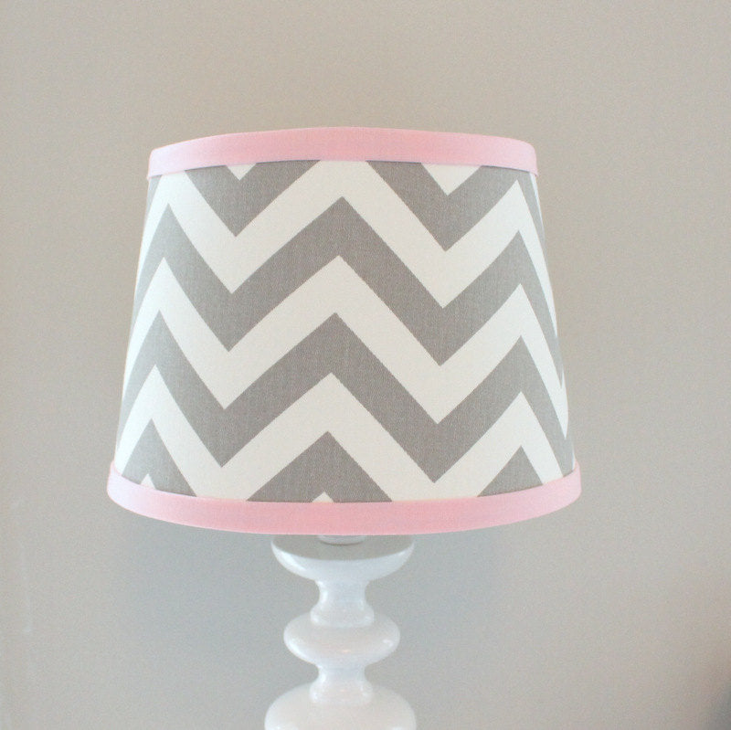 Gray & Pink Chevron Lamp Shade