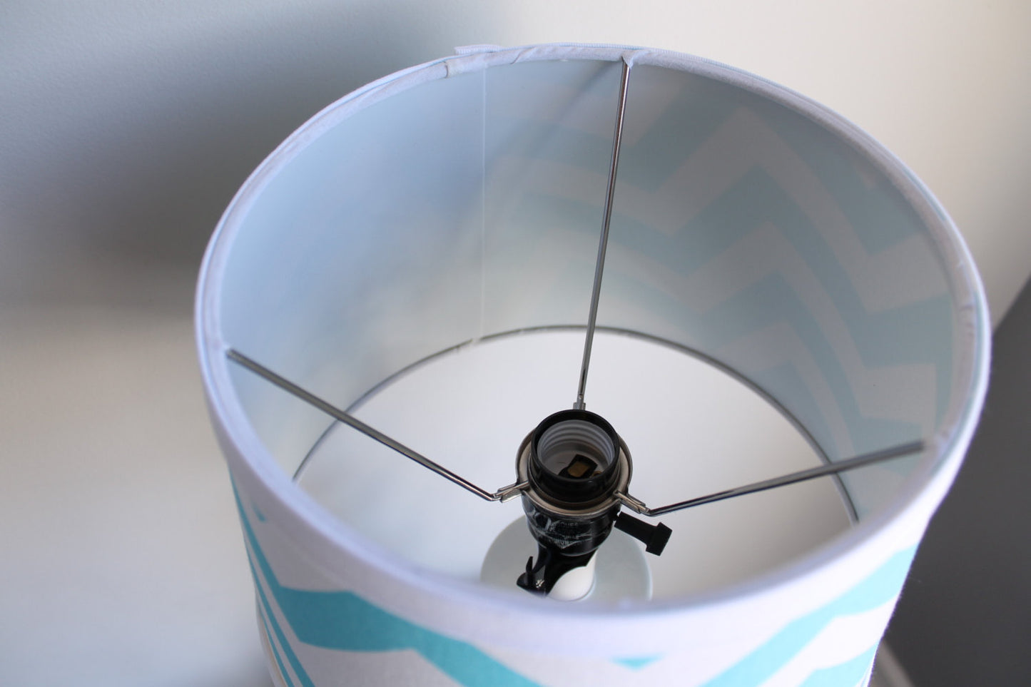 Small White and Coral print lamp shade. Other colors available.