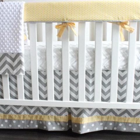 yellow dot crib set