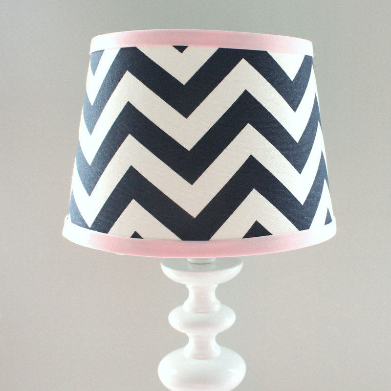 Navy Blue & Pink Chevron Lamp Shade