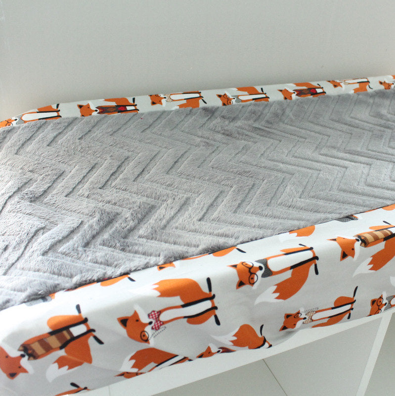 Fox Dapper Charcoal minky contour cover