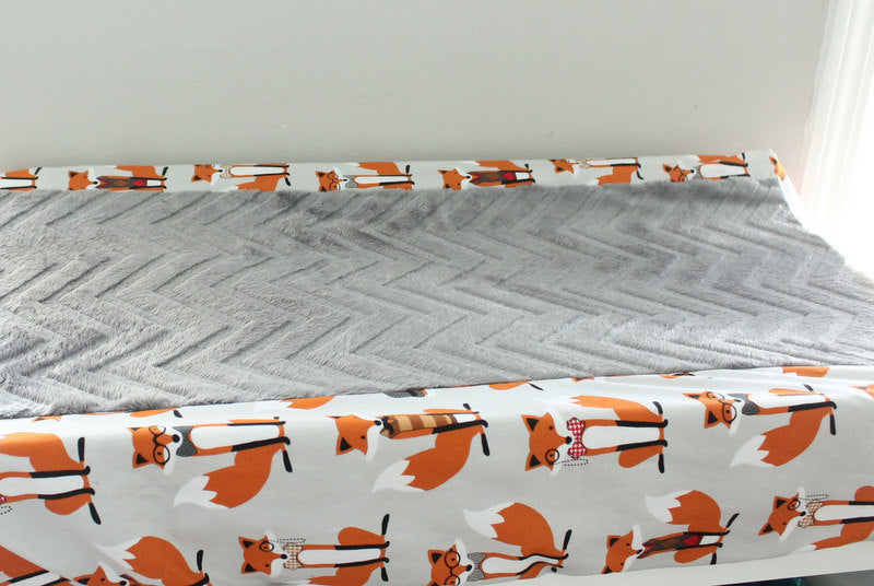 Fox Dapper Charcoal minky contour cover