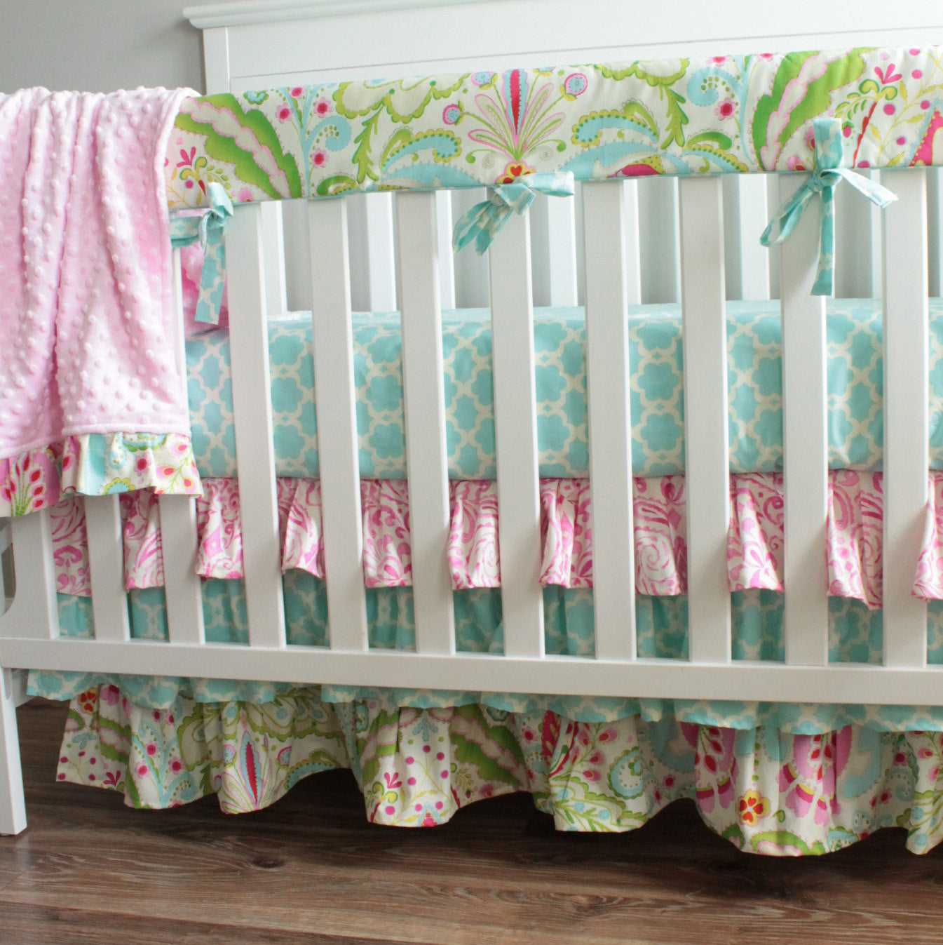 Kumari Garden Teja Bumperless Crib Rail bedding Set