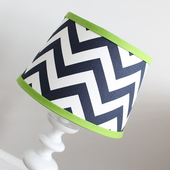 Chevron Navy with Lime Green Accent Lamp Shade