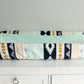 Navy Mint Buck Crib bedding. Woodland tribal Aztec Buck crib bumper boy baby bedding.