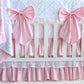 Pink and White Minky Lace Scallop Rail Cover Baby Girl Crib Bedding