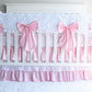 Pink and White Minky Lace Scallop Rail Cover Baby Girl Crib Bedding