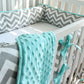Gray Chevron Aqua Crib Bedding Set