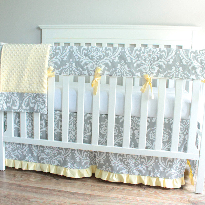 Yellow and 2025 grey cot bedding