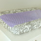 Gray damask with lavender accent contour cover