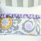 Wisteria Lavender Bumperless Crib Bedding set.