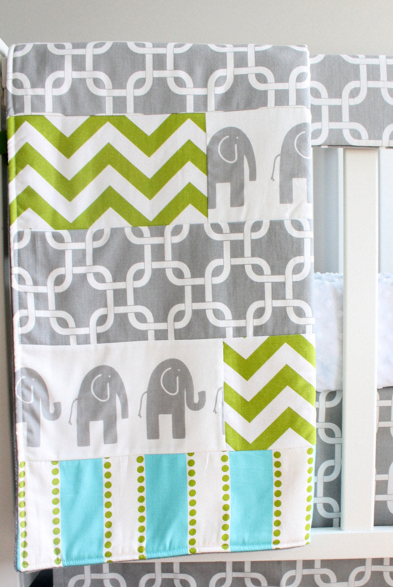 Elephant chevron 2024 crib bedding