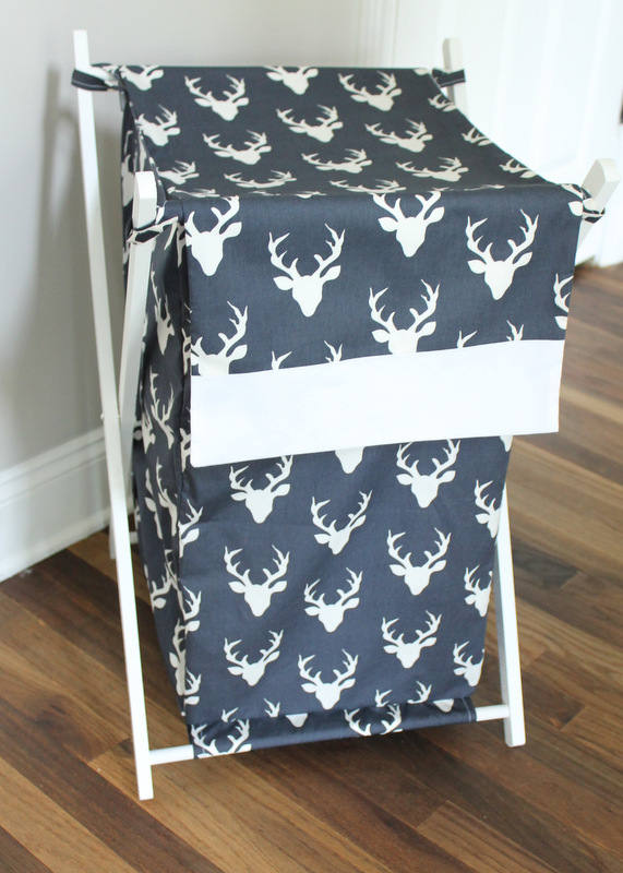 Navy Blue Buck with white accent Nursery Hamper Cover Nursery accessories