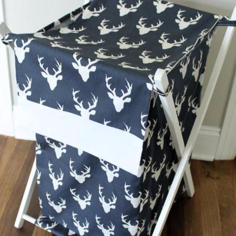 Navy Blue Buck with white accent Nursery Hamper Cover Nursery accessories