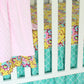 3 PC Set Floral Girl Turquoise pink  bumperless crib bedding set.  In Stock