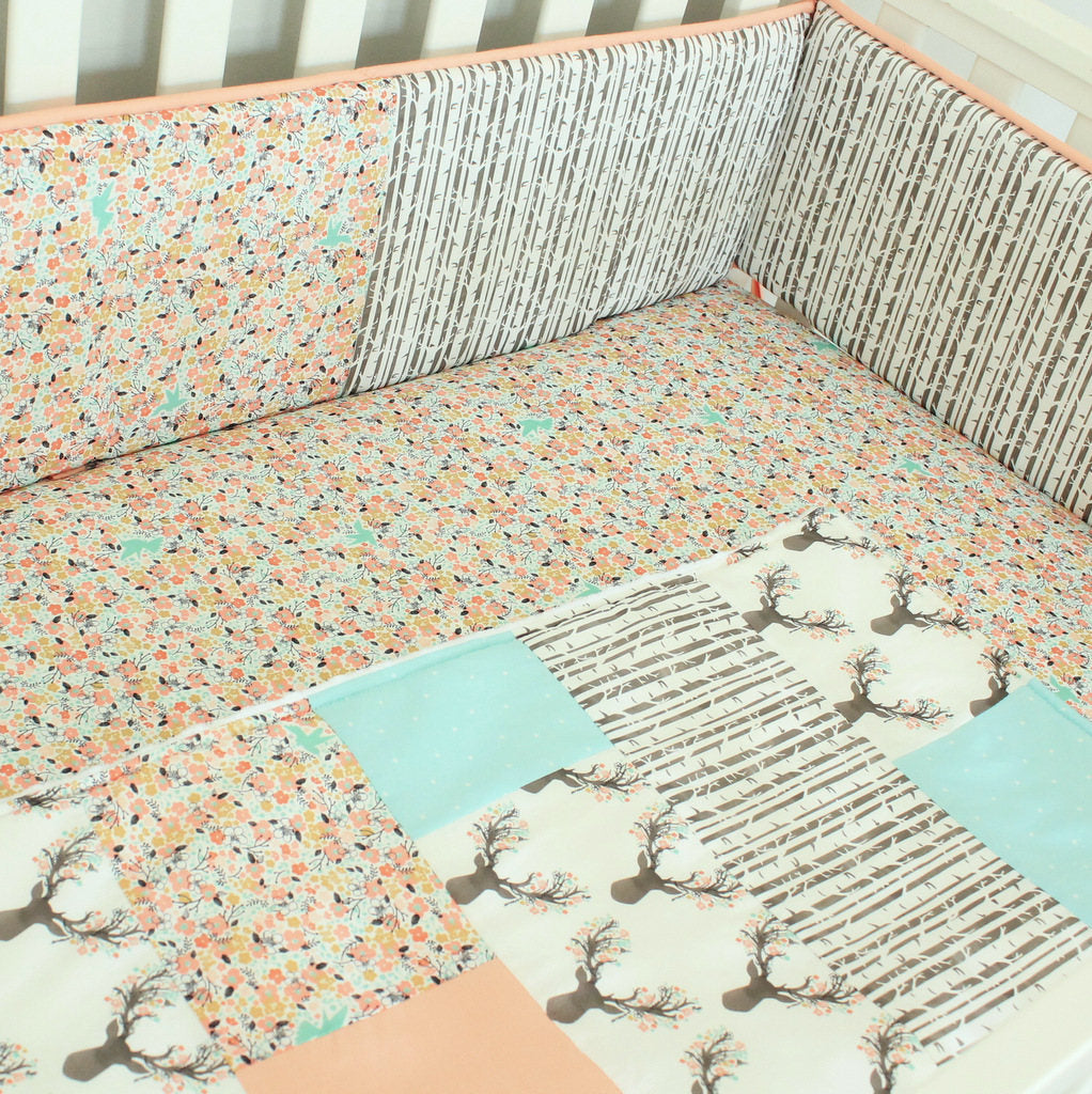 Girl woodland crib online bedding