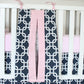 Navy and Pink Girl baby bedding set